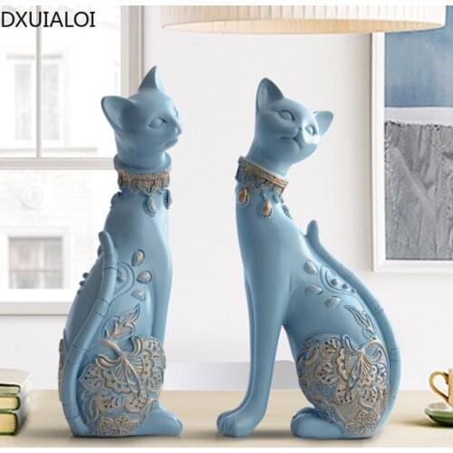 Creative Couple Cat Animal Art Sculpture Resin Decoration Exquisitely Carved Living Room Desktop Decoration Wedding Gift