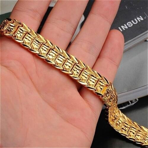 Chunky Link Chain Bracelet Punk Hip Hop Style Gold Charms Circle Link Chain Bracelet Accessories Gift for Man Neo-Gothic Jewelry