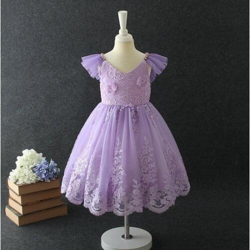 Girls Summer Party Dress for 3-10Years Birthday Costume Princess Weeding Dress Applique Sleeveless Dress Boutique Kids Clothing