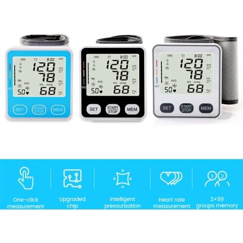 Medical Digital Blood Pressure Electric Wrist Blood Pressure Monitor Automatic Tonometer Pulse Heart Beat Rate Meter Device