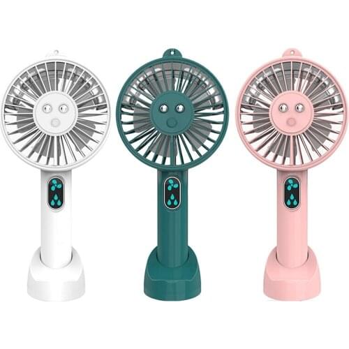 Mini Humidifier Misting Fan 2000MAh USB Rechargeable Fan for Office Home Round Table Pedestal Cooling Fan