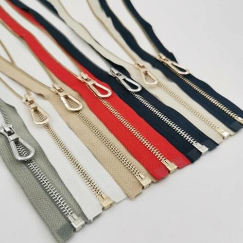 Meetee 50/60/70/80cm 5# Metal Zipper Open-End Auto Lock Gold Silver Teeth Zip for Coat Jacket Zippers DIY Garment Sewing Zips