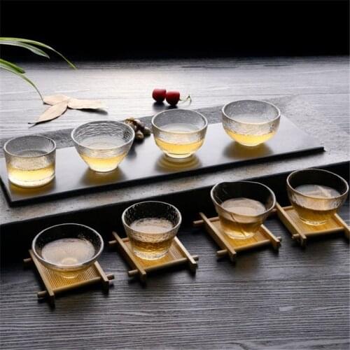 5PCS/Set Teacups For Chinese Kungfu Tea Heat-Resistant Glass Whiskey Spirits Glass Cup Glassware For Wine Bar Club Party Gifts