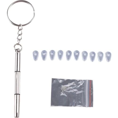 Eye Glasses Nose Pads Eye Glasses Repair Kit Screw-in Nose Pad Soft Silicone Glasses Nose Pads with Screws Screwdriver