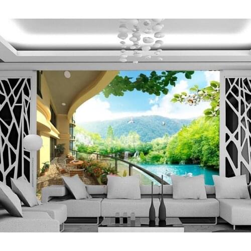 3d wallpaper for room Natural view balcony background wall photo 3d wallpaper room modern wallpaper