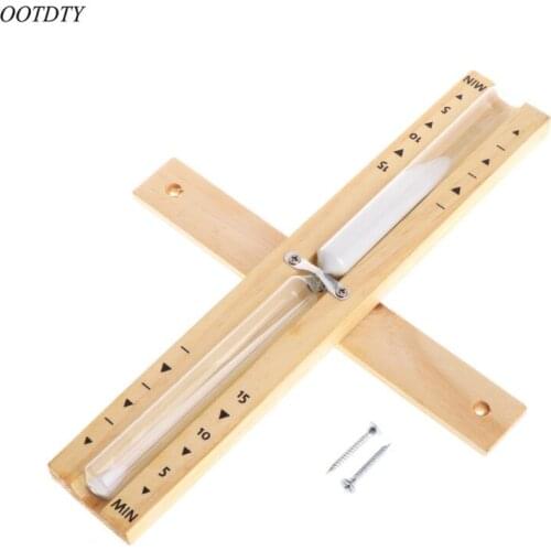 OOTDTY Wall-Mounted Rotating Sauna Wooden Hourglass White Sand Timer 15 Minutes