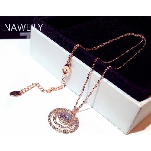 Luxury Circle Big Zircon Pendant Necklace Choker Gold Silver Color Best Rhinestone Necklaces Women Collar Bijoux Female Jewelry