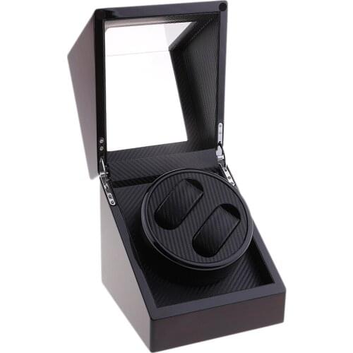 Deluxe Sandalwood Watch Winder Electrical Rotary Display Holder Case 2 Slot
