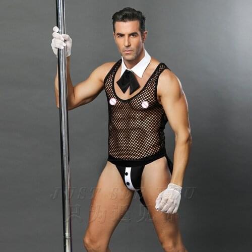 Hot Erotic Men Sexy Waiter Outfit Cosplay Costume Men Maid Lingerie Cosplay Costumes for Sexy Men