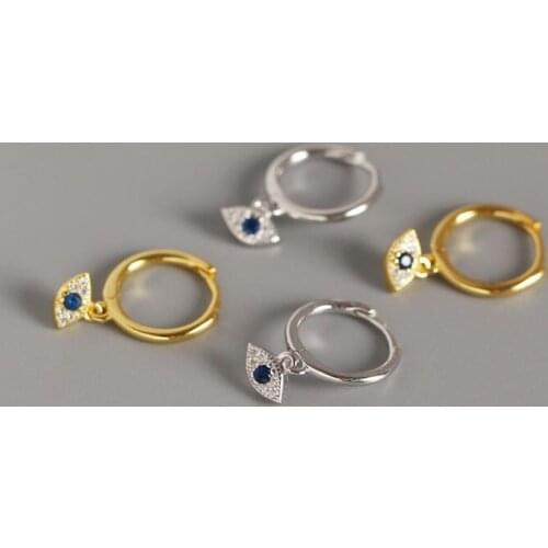 925 Sterling Silver Eyes Small Hoop Earrings For Women Girl Simple Hot Fashion Circle Earrings