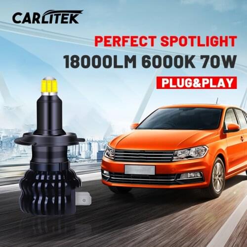 Carlitek 9005 LED Headlights 360 Degree CSP Chip H7 H1 9012 HIR2 H11 H8 H9 HB3 9006 HB4 Fanless Auto Fog Light 6000K 70W 12V 24V