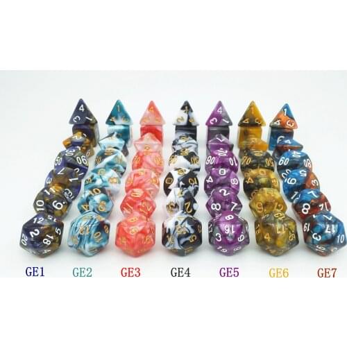 TITANS DnD Dice Mixed Color 7pcs/Set D4 D6 D10 D% D12 D20 for Dragons-Dungeon Gamer& Boyfriend Gift