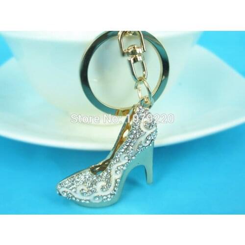 W High Heels Shoes Keychain Womens Car Keyring Rhinestone Crystal Charm Pendant Key Bag Chain Gift New Fashion