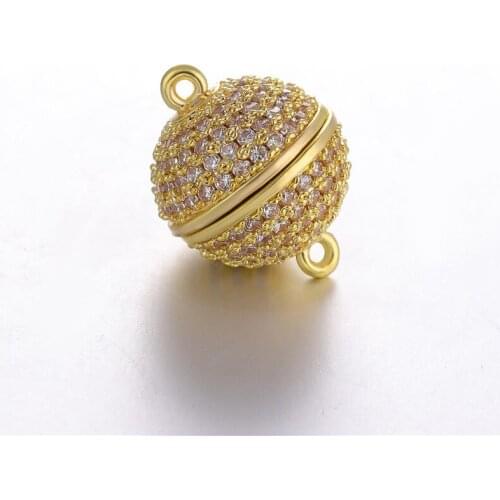 10 pieces Wholesale Luxury AAA Zircon CZ Pave Ball Magnetic Clasps Hooks For Necklace Bracelet End Beads Chain Clasp Findings