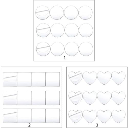12 Pcs Clear Acrylic Sheets Plastic Disc Transparent Circle/Love/Square Panel 124E