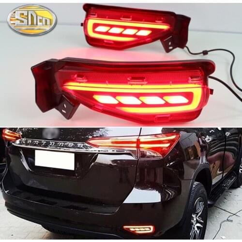 2PCS For Toyota Fortuner 2015 - 2020 3-in-1 Functions 12V LED Bumper Light Rear Fog Lamp Brake Light Turn Signal Light Reflector