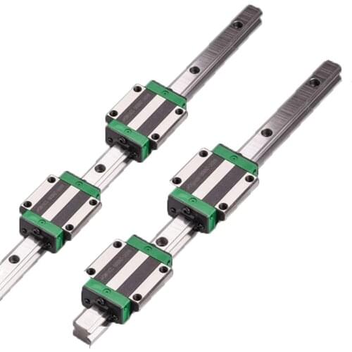 2PCS HGR15 Linear Guide Rail 100mm to 300mm + 4PCS Slide Bearing Block HGH15CA HGW15CA for CNC parts