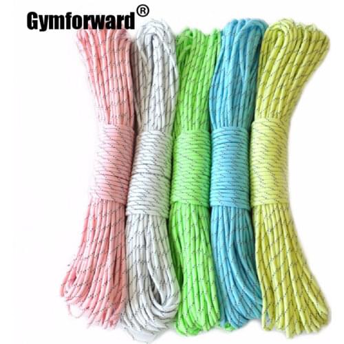20FT 6 Meters Camp Survival Camping Cord Reflective Luminous Glow Rope 9 Strands 550LB Lanyard Cords Camping Hiking Outdoor Tool