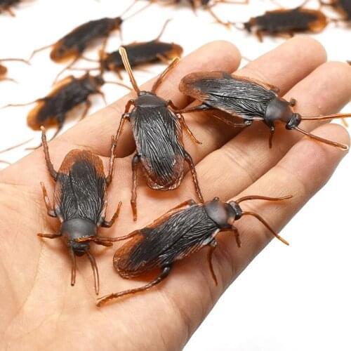 20pcs/lot Prank Funny Trick Joke Toys Special Lifelike Model Simulation Fake Rubber Cockroach Cock Roach Bug Roaches Toy