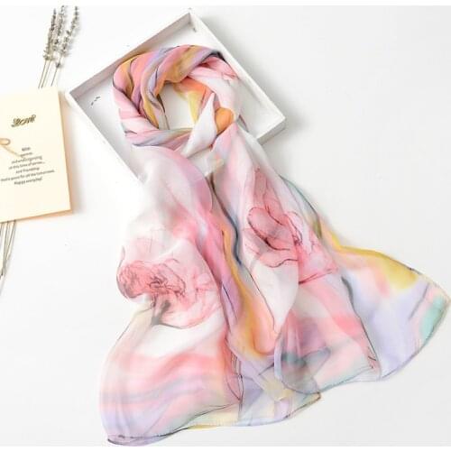 2020 New Colorful holiday Georgette chiffon scarf silk square hijab cool shawl ladies foulard femme Scarves hair bufanda mujer