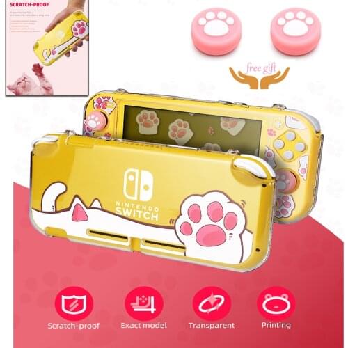 4 in 1 Cat Paw Style Transparent Protection Shell Cover For Nintendo Switch Lite Console Hard Protective Case For NS Switch Lite