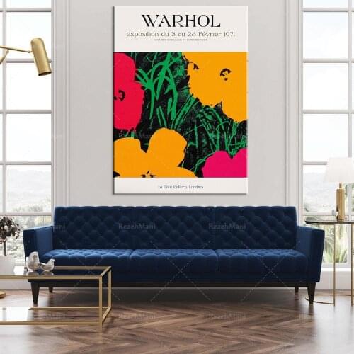 Andy Warhol Flower Museum poster, retro exhibition art, floral print decoration poster