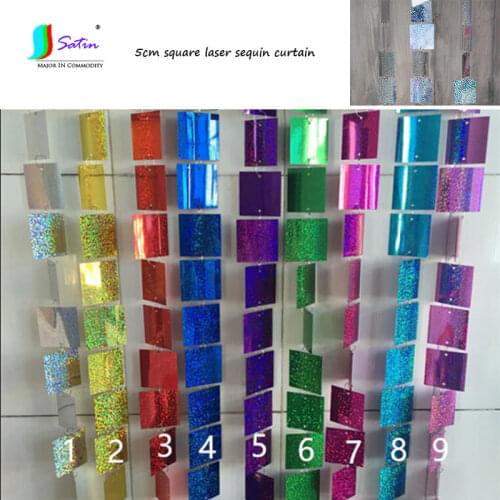 Big Square 5cm Wedding Birthday Party Festival Store Decorate Laser Sequin Chain,Door Square Holographic Sequin Curtain A0104L