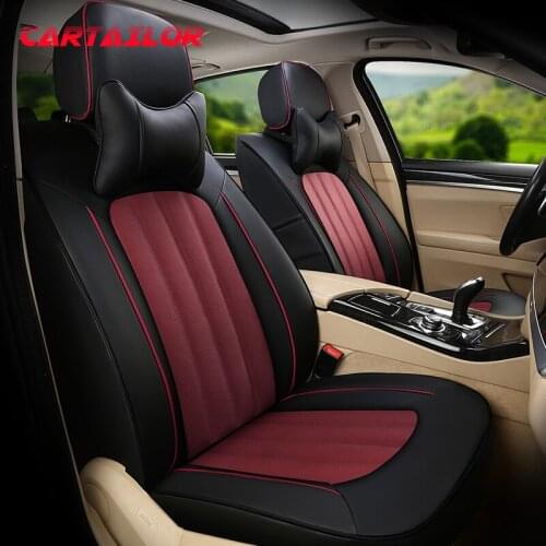 CARTAILOR Car Seat Covers & Supports for VOLVO V40 Seat Cover Leather Cowhide & Leatherette Seats Cushion Auto Accessories Sets