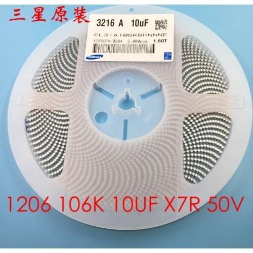 CL31A106KBHNNNE CAP CER 1206 10uF 106K ±10% 50V X5R Ceramic Capacitor 2000pcs Ceramic Capacitor
