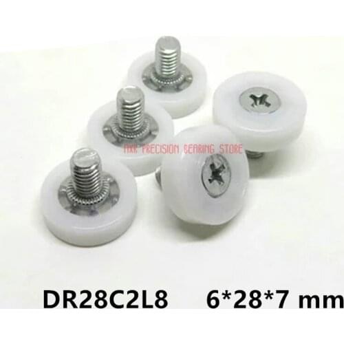 Dr28c2l8 Screw Pulley Bearing 6*28*7 Mm ( 2 Pcs ) Doors And Roller Mute Wheel Pom 636 M6*8 Plastic Covered Bearings