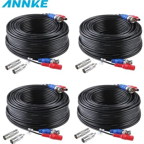ANNKE 4pcs 100ft 30M Security Camera Video Power Cable Cord BNC RCA Wire for CCTV Camera DVR Surveillance System Accessories