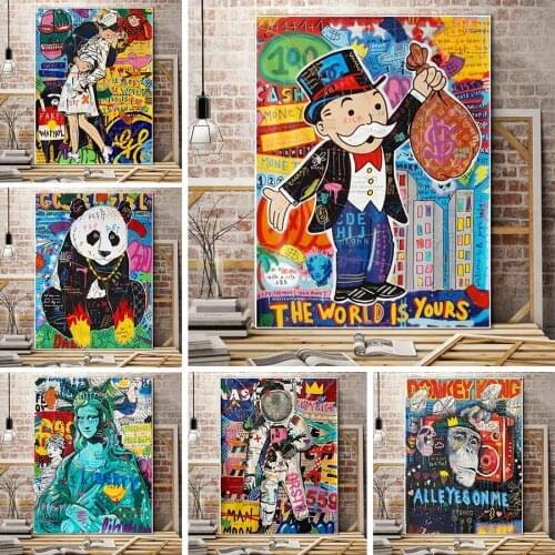 Graffiti Art Mona Lisa Canvas Painting Pop Art Posters and Prints Street Wall Art Pictures for Living Room Cuadros Home Decor