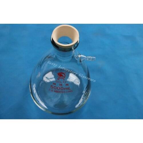 5000ml Buchner Filter Flask, Heavy Wall, Borosilicate Glass Material, with Matching Rubber Adapter