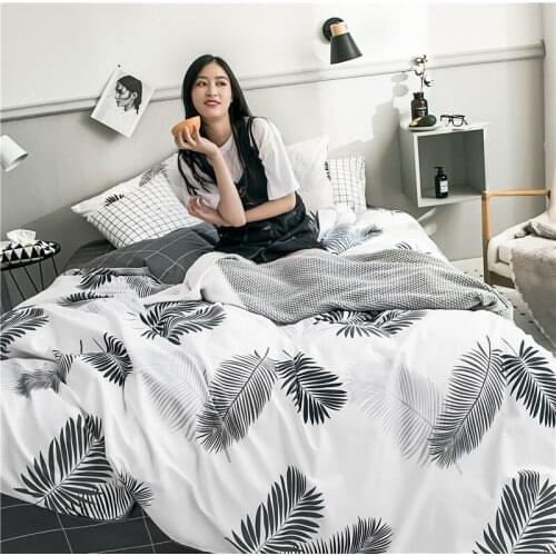 2019 New Simplicity Cotton Bedding Set 3/4pcs AB Side Feather Leaves Include Duvet Cover Sheet Pillowcase 1.5m/1.8/2m Room Decor