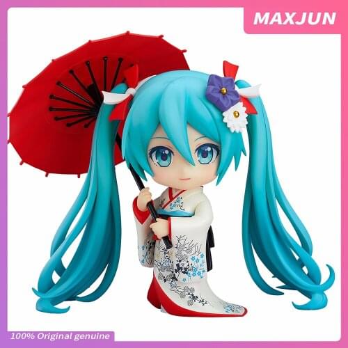 MAXJUN 10cm Vocaloid Anime Miku Figure MINI Kimono with umbrella PVC Action Figure Collection Model Doll Toys kawaii miku figure