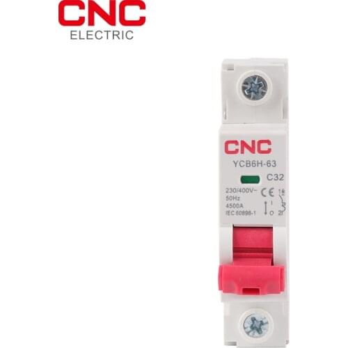 CNC 18mm Miniature Circuit Breaker MCB 1-4 Pole Din Rail Mount Breaking Capacity 1A/3A/4A/6A/10A/16A/20A/25A/32A