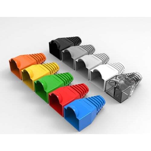 100pcs/pack) Multi colors Cable Boots Sleeves Caps for Network RJ45 Round cable plugs with Latch protection - 9 colors