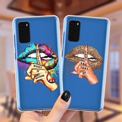 Fashion Funny Lips Leopard Kiss Case For Samsung Galaxy S20 FE S9 S10 S21 Plus S10E Note 20 Ultra 10 Pro Soft Silicone Cover