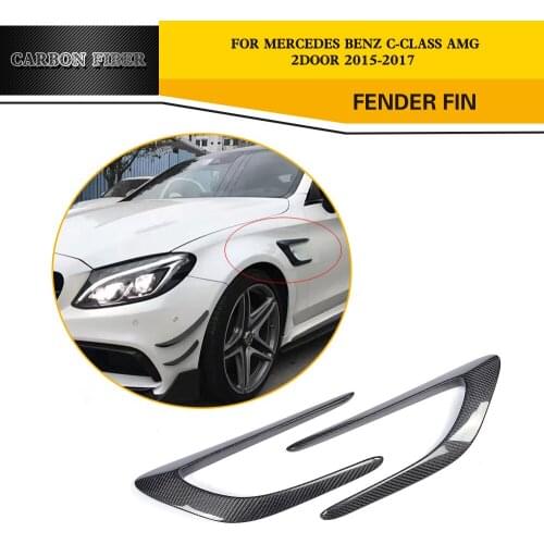 Carbon Fibre Front Side Fender Vents Trims Scoops for Mercedes Benz C-Class W205 C63 AMG Coupe 2015-2017