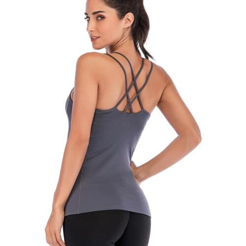2020 New Yoga Top Women Running Sports Tank Tops Slim Fit Strappy Back Activewear Yoga Sleeveless Workout Tops For Women