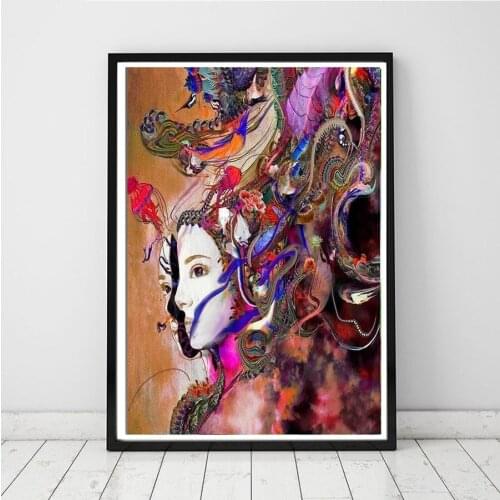 Full Square Round Diamond Painting Abstract art colorful mask woman 5D DIY Diamond Embroidery Mosaic Picture Of Rhinestone A533