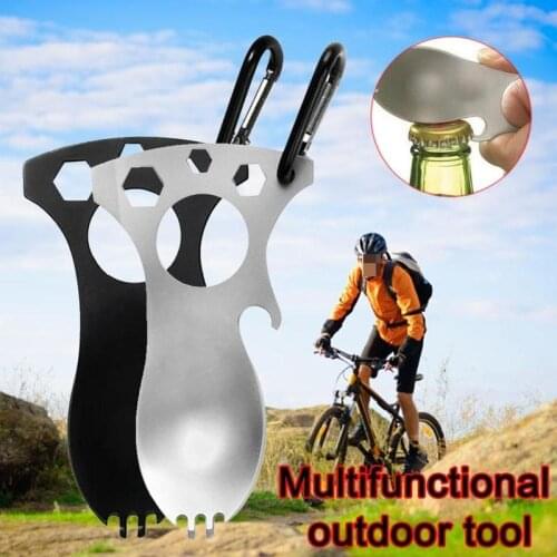 Portable Stainless Steel Bottle Opener Screwdriver Wrench Spork Spoon Fork Multi-tool Picnic and Travel Camping