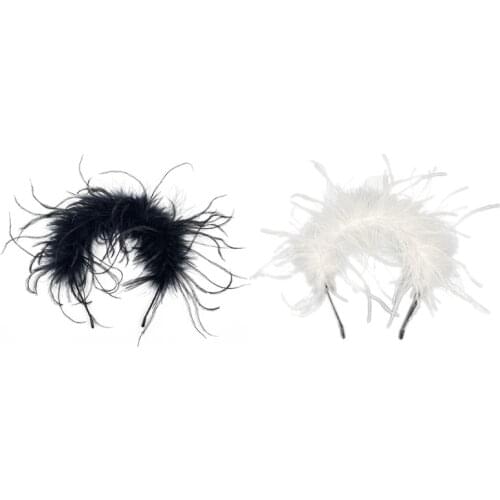 Girls Headband Scrunchies Feather Design Hair Hoops for Special Events Stage Show Plain Color Gorgeous Hair Accessories