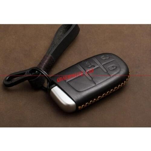 QDAEROHIVE genuine leather car Key Case Cover For JEEP Wrangler Cherokee Grand Cherokee patriot Renegade