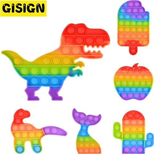 Rainbow Fidget Toys Push Bubble Stress Antistress Colorful Sensory Squishy Reliever Pack Toys for Adult Child Antistress Reliver