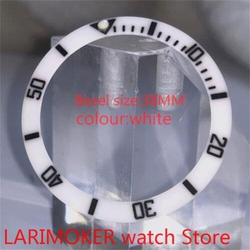 Brand new high quality 38mm white rotating glass bezel suitable for 40mm mens watch automatic winding