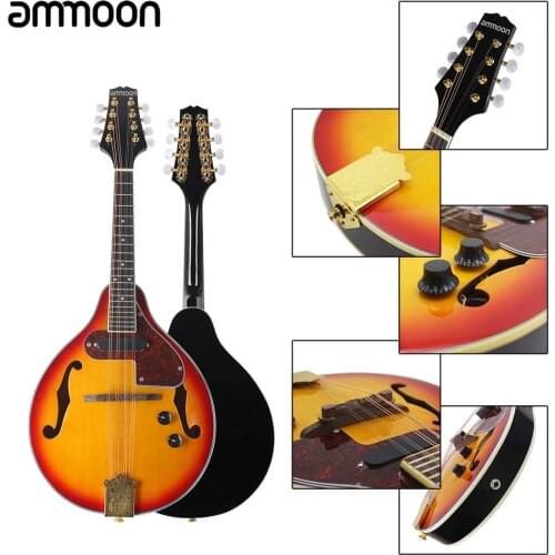 Ammoon Adjustable 8-String Electric A Style Mandolin Rosewood Fingerboard String Instrument with Cable Strings Cleaning Cloth