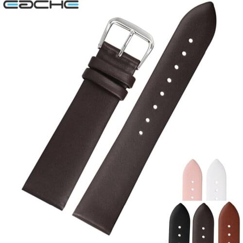 Eache Genuine Leather Smooth Watch Band Strap For Women Pink White LB DB Black 12mm 14mm 16mm 18mm 20mm 22mm