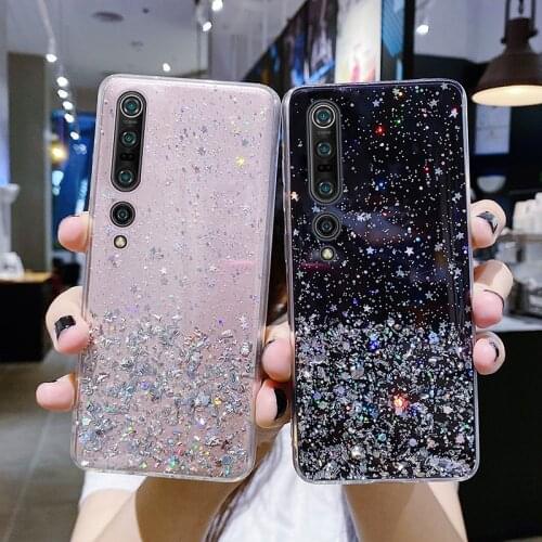 Luxury Bling Glitter Silicone Phone Case For Xiaomi Mi 10 9 T 8 Lite Pro Redmi Note 9 8 7 Ultra-thin Sequins Transparent Cover