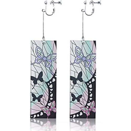 Anime Demon Slayer Kochou Shinobu Earrings Bohemian Butterfly Acrylic Jewelry Earrings For Women Men